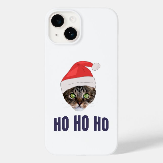 Santa Cat med julhatt, Ho Ho ho-inbjudan Squa (Baksida)
