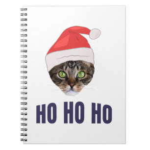 Santa Cat med julhatt, Ho Ho ho-inbjudan Squa Anteckningsbok