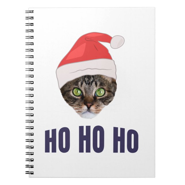 Santa Cat med julhatt, Ho Ho ho-inbjudan Squa Anteckningsbok (Framsidan)