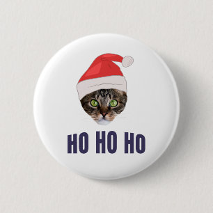 Santa Cat med julhatt, Ho Ho ho-inbjudan Squa Knapp
