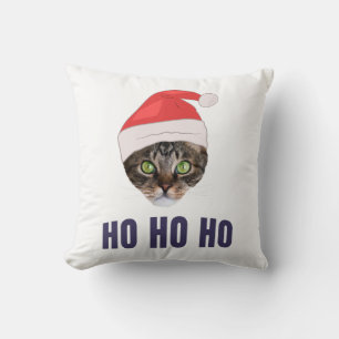 Santa Cat med julhatt, Ho Ho ho-inbjudan Squa Kudde