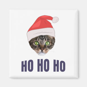Santa Cat med julhatt, Ho Ho ho-inbjudan Squa Magnet