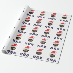 Santa Cat med julhatt, Ho Ho ho-inbjudan Squa Presentpapper