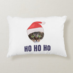 Santa Cat med julhatt, Ho Ho ho-inbjudan Squa Prydnadskudde