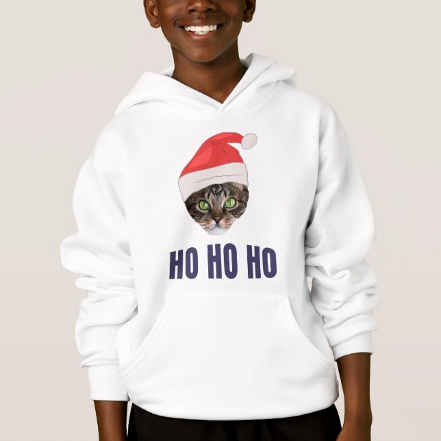 Santa Cat med julhatt, Ho Ho ho-inbjudan Squa T Shirt (Framsida)