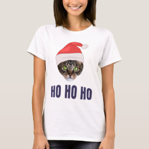 Santa Cat med julhatt, Ho Ho ho-inbjudan Squa T Shirt