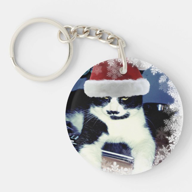 Santa Cat med mustasch-julklangkedjan (Framsidan)