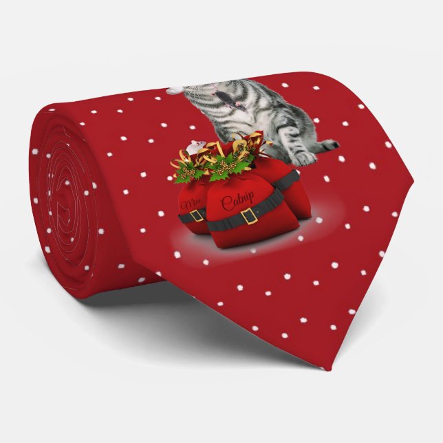 Santa Cat med Red and White Polkadot Slips (Rullad)
