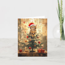 Santa Cat och Julgran