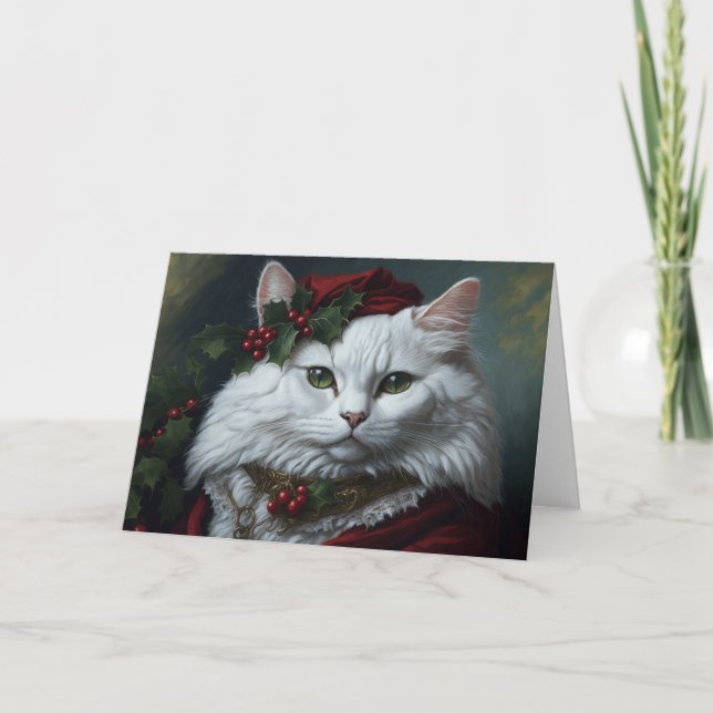 Santa Cat Porträtt Tack Kort (Framsida)