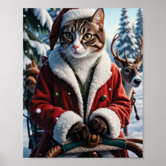 Santa Cat som leder julhögtiden Poster