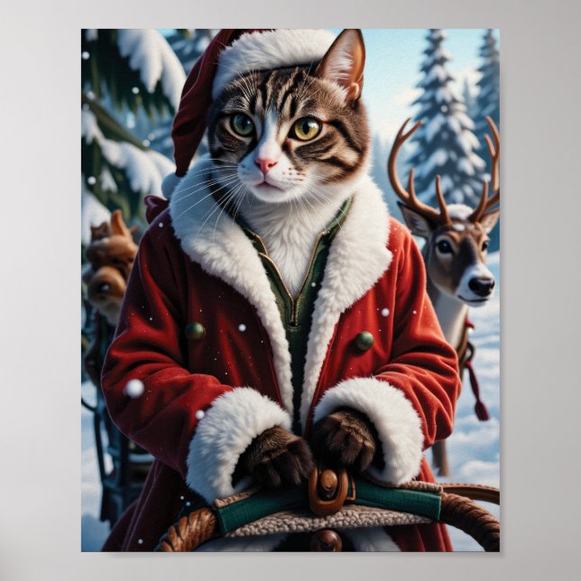 Santa Cat som leder julhögtiden Poster (Framsidan)