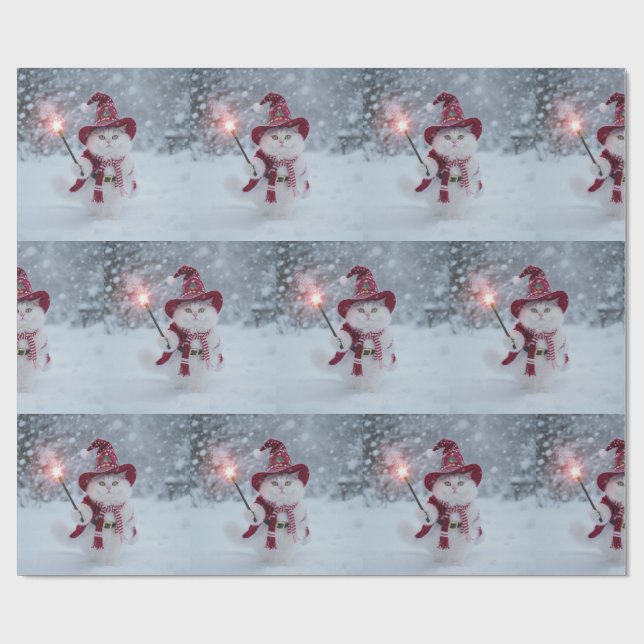 Santa Cat Wrapping Papper Presentpapper (Platt)