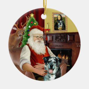 Santa - Catahoula Leopard Hund Julgransprydnad Keramik