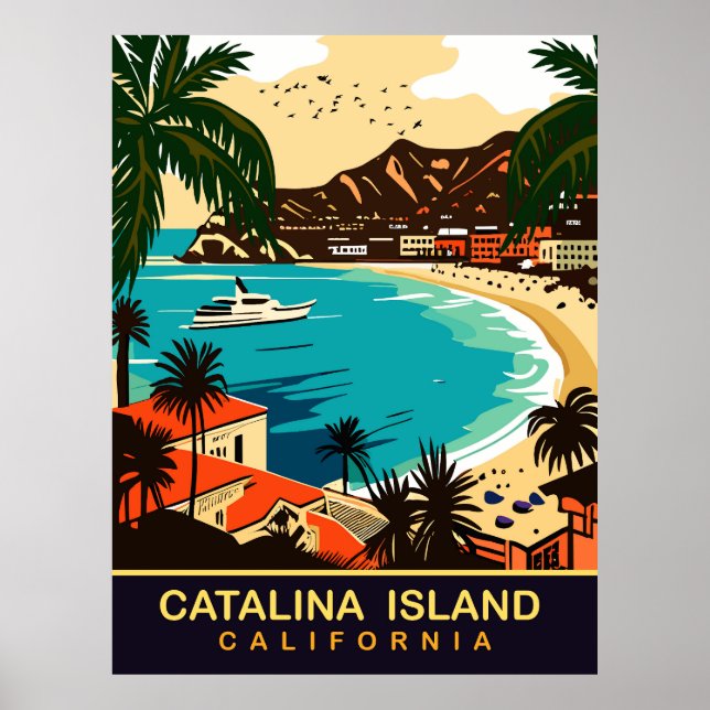 Santa Catalina, Beach, CA, Travel Poster (Framsidan)