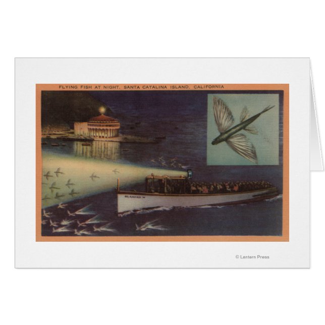 Santa Catalina Island, CA Casino, Flygande fisk Hälsningskort (Framsidan Horizontal)