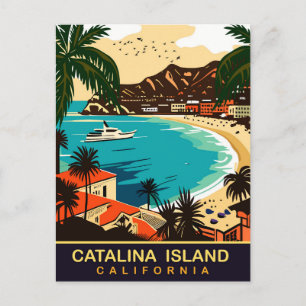 Santa Catalina, strand, CA, resa Vykort