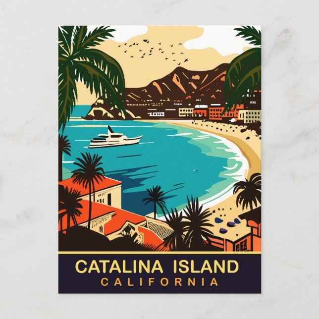 Santa Catalina, strand, CA, resa Vykort (Framsida)