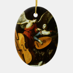 Santa Cecilia och ängeln av Carlo Saraceni Julgransprydnad Keramik