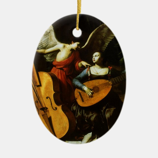 Santa Cecilia och ängeln av Carlo Saraceni Julgransprydnad Keramik (Framsidan)
