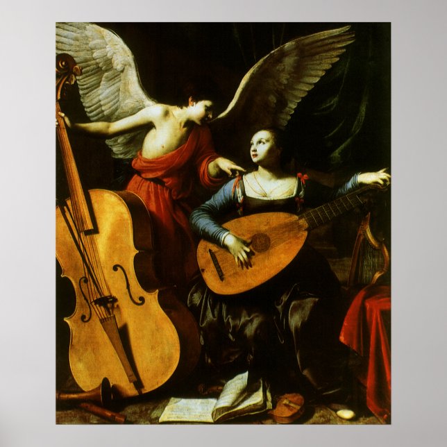 Santa Cecilia och ängeln av Carlo Saraceni Poster (Framsidan)
