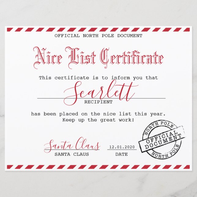Santa Certificate - Kids Paket (Framsida)