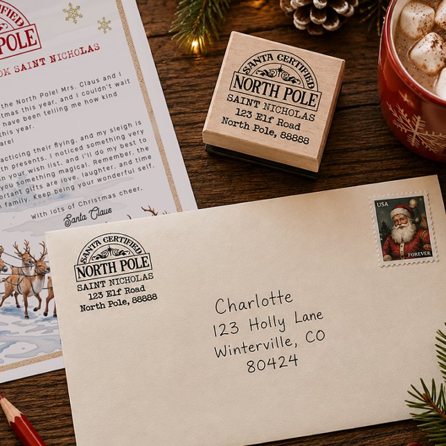 Santa Certified North Pole Adressstämpel Stämpel (Christmas Stampt)