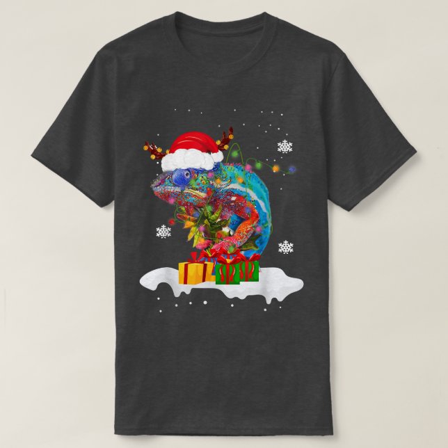 Santa Chameleon Djurjul Ljus Älskare Chri T Shirt (Design framsida)
