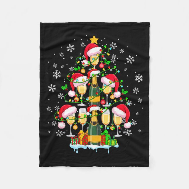 Santa Champagnes Som Julgran Matchande Dryck Fleecefilt (Framsidan)