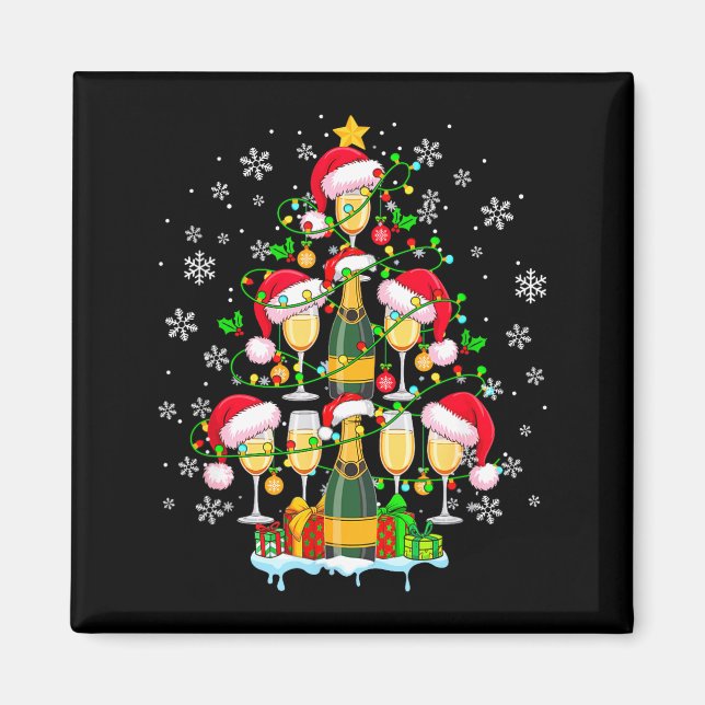 Santa Champagnes Som Julgran Matchande Dryck Magnet (Framsidan)