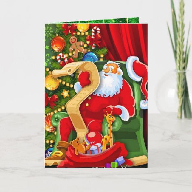Santa Checka hans lista Helgkort (Framsida)