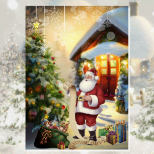 Santa checkar sin lista över Bra Boys och Girls Helgkort