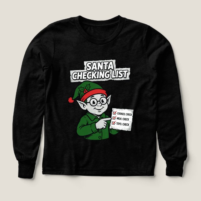 Santa Checking List Funny Comic Tee (Design framsida)
