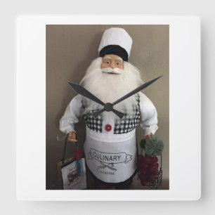 SANTA CHEF CHRISTMAS/DECEMBER HELGDAG CLOCK FYRKANTIG KLOCKA