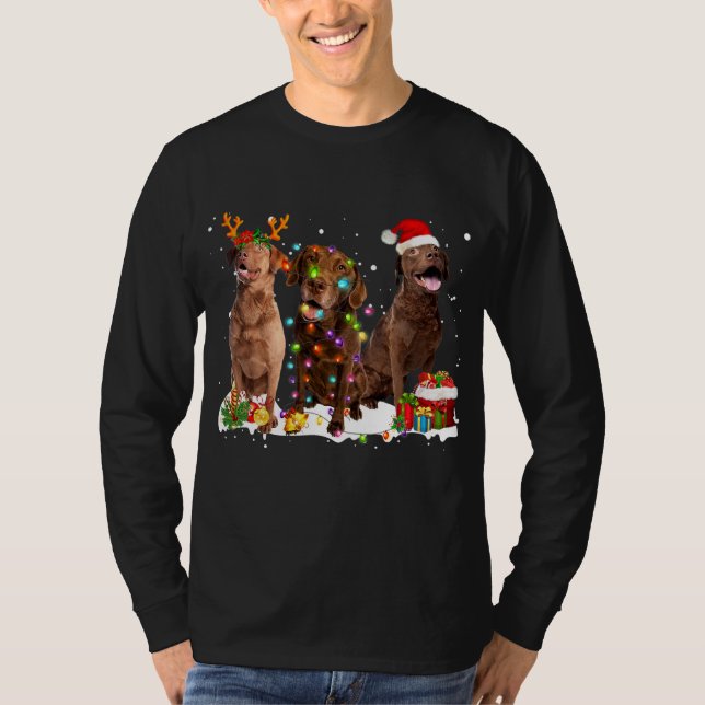 Santa Chesapeake Bay Retriever Dog Reindeer T Shirt (Framsida)
