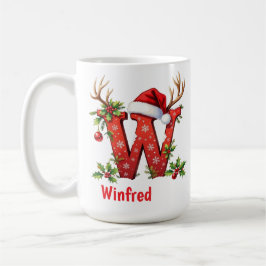 Santa chic Monogram initial W merry Christmas Kaffemugg