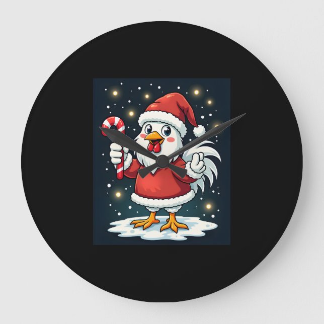 Santa Chicken Joy Stor Klocka (Framsida)