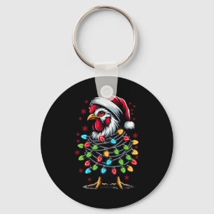 Santa Chicken Jul Ljus Funny Julafton Chicken Nyckelring