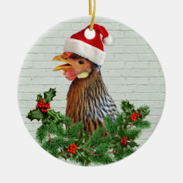 Santa Chicken Julgransprydnad Keramik