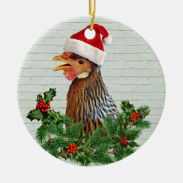 Santa Chicken Julgransprydnad Keramik