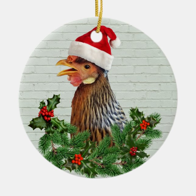 Santa Chicken Julgransprydnad Keramik (Framsidan)