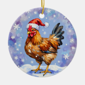Santa Chicken Julgransprydnad Keramik