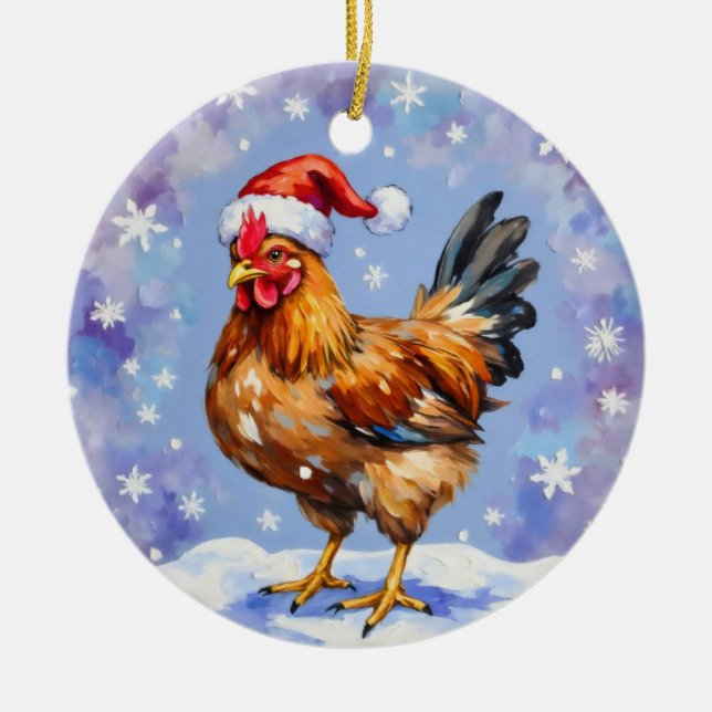 Santa Chicken Julgransprydnad Keramik (Framsidan)