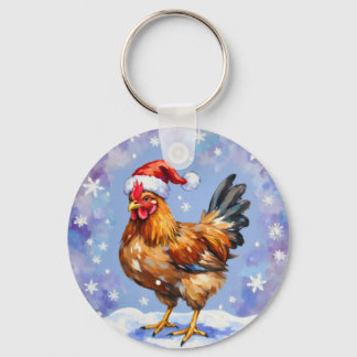 Santa Chicken Nyckelring