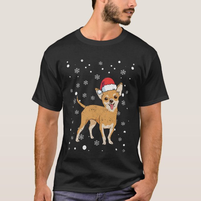 Santa Chihuahua Chiwawa hund T Shirt (Framsida)
