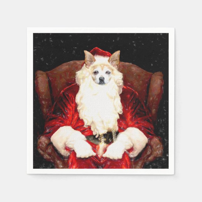 Santa Chihuahua Hund jul Cute Red Funny Pappersservett (Framsidan)