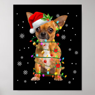 Santa Chihuahua jul Ljus Julafton Hund älskare Me Poster