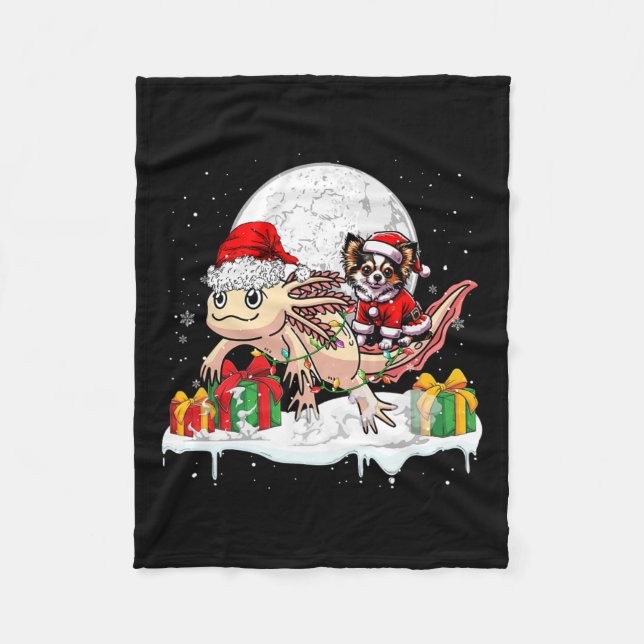 Santa Chihuahua Riding Axolotl julägare Kid Fleecefilt (Framsidan)