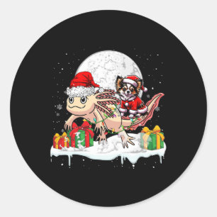 Santa Chihuahua Riding Axolotl julägare Kid Runt Klistermärke