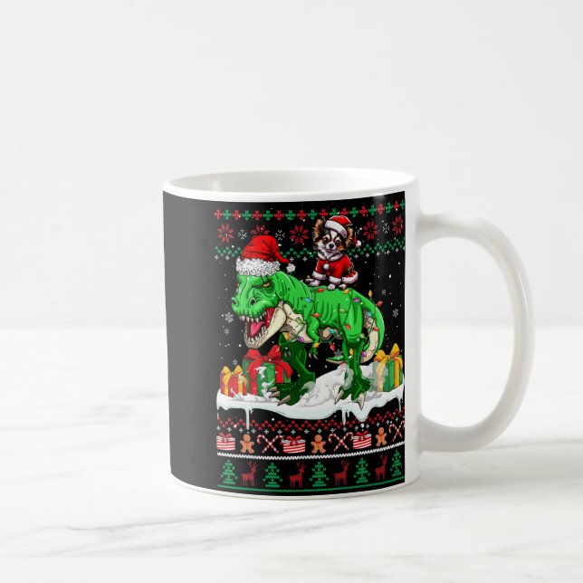 Santa Chihuahua Riding T-rex jul Sweater Lov Kaffemugg (Höger)